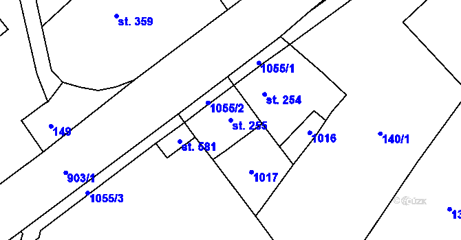 Parcela st. 255 v KÚ Kokory, Katastrální mapa