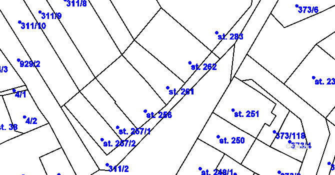 Parcela st. 261 v KÚ Kokory, Katastrální mapa