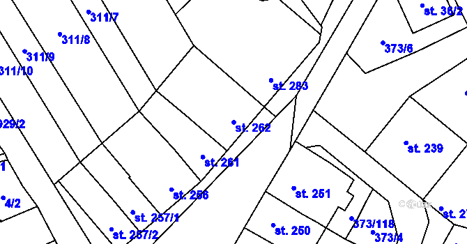 Parcela st. 262 v KÚ Kokory, Katastrální mapa