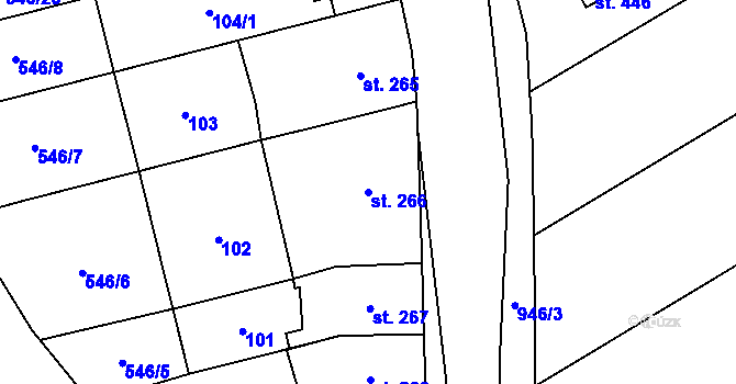 Parcela st. 266 v KÚ Kokory, Katastrální mapa