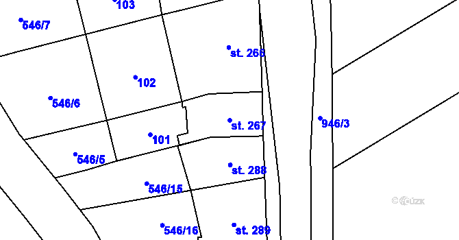 Parcela st. 267 v KÚ Kokory, Katastrální mapa