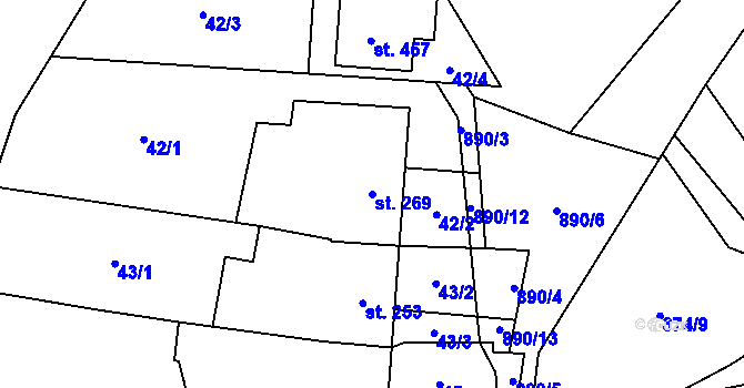 Parcela st. 269 v KÚ Kokory, Katastrální mapa