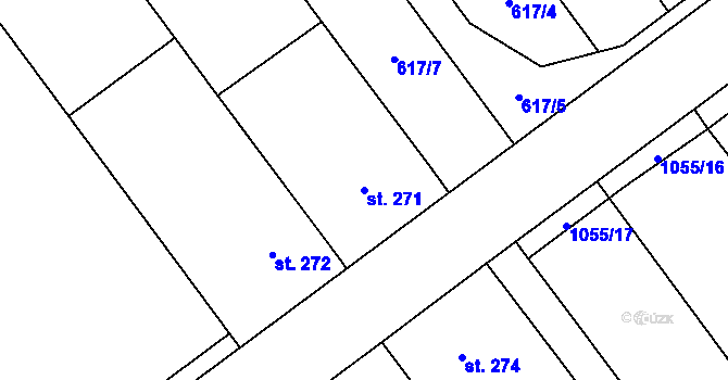 Parcela st. 271 v KÚ Kokory, Katastrální mapa