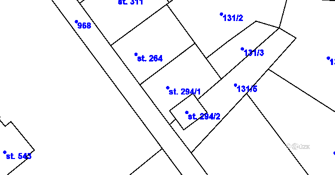 Parcela st. 294/1 v KÚ Kokory, Katastrální mapa