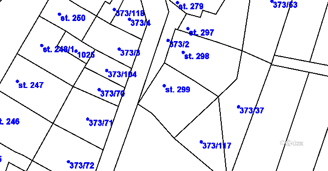 Parcela st. 299 v KÚ Kokory, Katastrální mapa