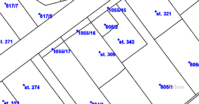Parcela st. 309 v KÚ Kokory, Katastrální mapa
