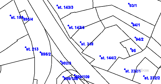 Parcela st. 318 v KÚ Kokory, Katastrální mapa