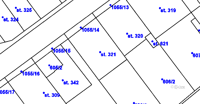 Parcela st. 321 v KÚ Kokory, Katastrální mapa