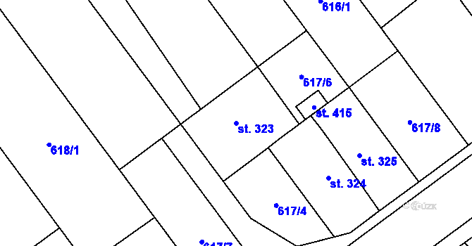 Parcela st. 323 v KÚ Kokory, Katastrální mapa