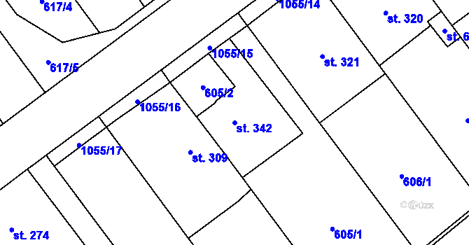 Parcela st. 342 v KÚ Kokory, Katastrální mapa