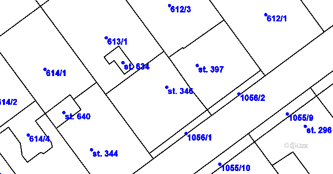 Parcela st. 346 v KÚ Kokory, Katastrální mapa