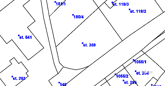 Parcela st. 359 v KÚ Kokory, Katastrální mapa
