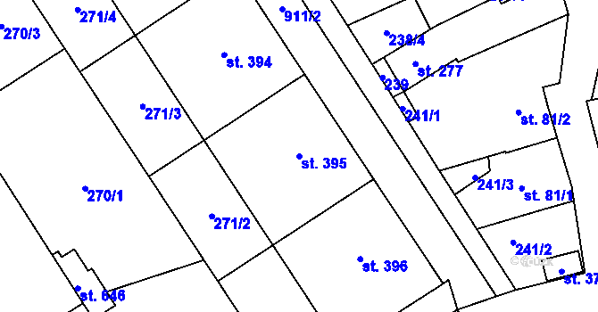 Parcela st. 395 v KÚ Kokory, Katastrální mapa