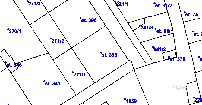 Parcela st. 396 v KÚ Kokory, Katastrální mapa