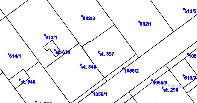 Parcela st. 397 v KÚ Kokory, Katastrální mapa