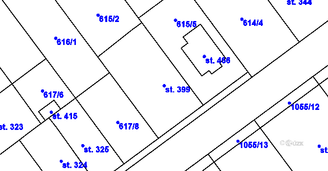 Parcela st. 399 v KÚ Kokory, Katastrální mapa