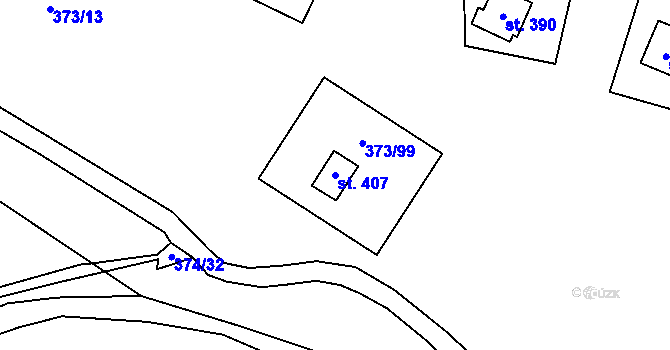 Parcela st. 407 v KÚ Kokory, Katastrální mapa