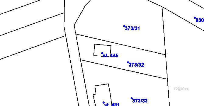 Parcela st. 445 v KÚ Kokory, Katastrální mapa