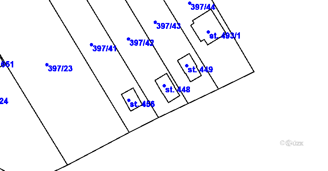 Parcela st. 448 v KÚ Kokory, Katastrální mapa