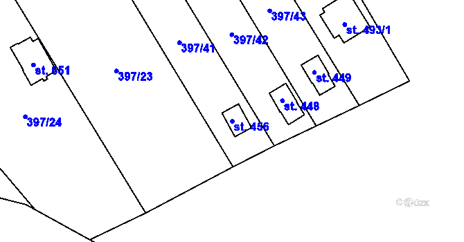 Parcela st. 456 v KÚ Kokory, Katastrální mapa