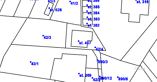 Parcela st. 457 v KÚ Kokory, Katastrální mapa