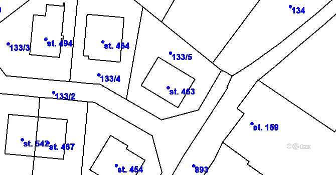 Parcela st. 463 v KÚ Kokory, Katastrální mapa