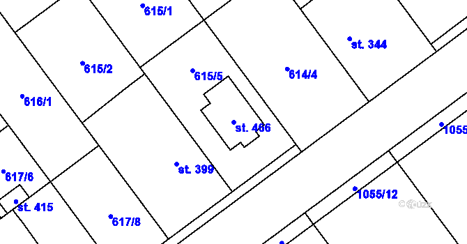 Parcela st. 466 v KÚ Kokory, Katastrální mapa