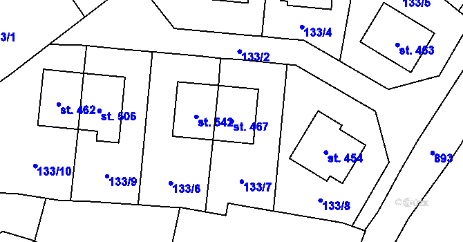 Parcela st. 467 v KÚ Kokory, Katastrální mapa