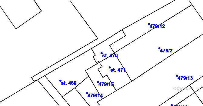 Parcela st. 470 v KÚ Kokory, Katastrální mapa