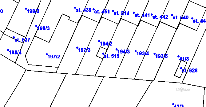 Parcela st. 515 v KÚ Kokory, Katastrální mapa
