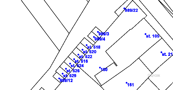 Parcela st. 518 v KÚ Kokory, Katastrální mapa