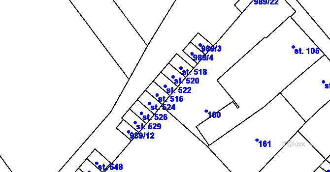 Parcela st. 522 v KÚ Kokory, Katastrální mapa