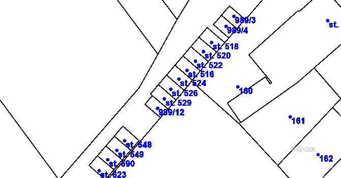 Parcela st. 526 v KÚ Kokory, Katastrální mapa