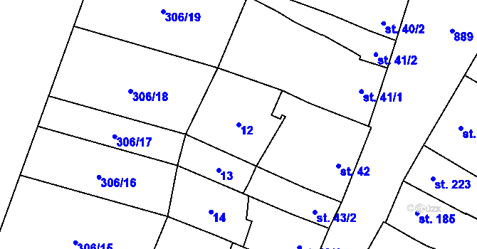 Parcela st. 12 v KÚ Kokory, Katastrální mapa