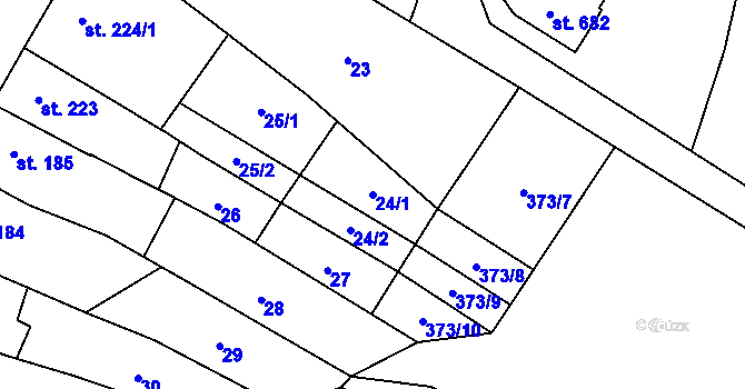 Parcela st. 24/1 v KÚ Kokory, Katastrální mapa
