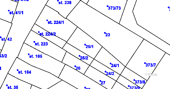Parcela st. 25/1 v KÚ Kokory, Katastrální mapa