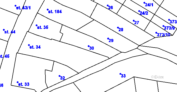 Parcela st. 30 v KÚ Kokory, Katastrální mapa