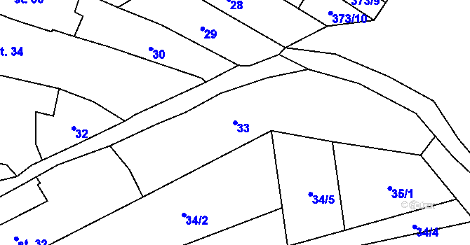 Parcela st. 33 v KÚ Kokory, Katastrální mapa