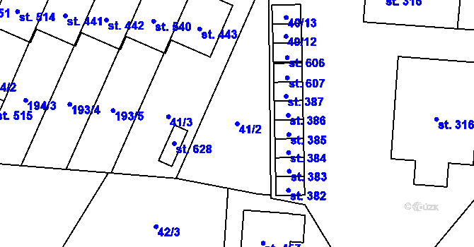 Parcela st. 41/2 v KÚ Kokory, Katastrální mapa