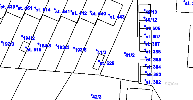 Parcela st. 41/3 v KÚ Kokory, Katastrální mapa