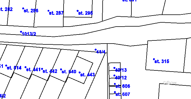 Parcela st. 41/4 v KÚ Kokory, Katastrální mapa