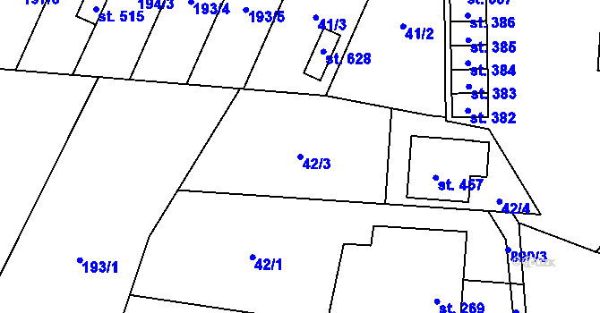 Parcela st. 42/3 v KÚ Kokory, Katastrální mapa
