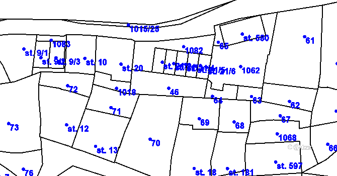 Parcela st. 46 v KÚ Kokory, Katastrální mapa
