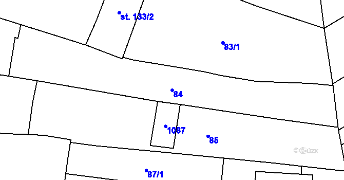 Parcela st. 84 v KÚ Kokory, Katastrální mapa