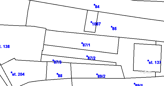 Parcela st. 87/1 v KÚ Kokory, Katastrální mapa