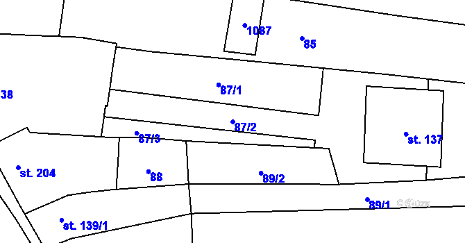 Parcela st. 87/2 v KÚ Kokory, Katastrální mapa
