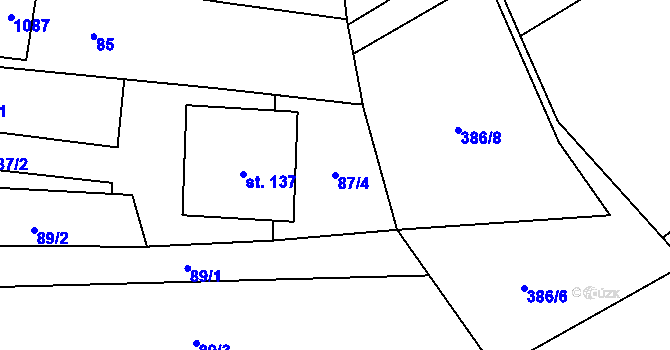 Parcela st. 87/4 v KÚ Kokory, Katastrální mapa