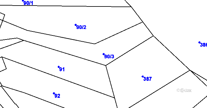 Parcela st. 90/3 v KÚ Kokory, Katastrální mapa