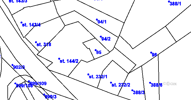 Parcela st. 95 v KÚ Kokory, Katastrální mapa
