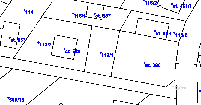 Parcela st. 113/1 v KÚ Kokory, Katastrální mapa